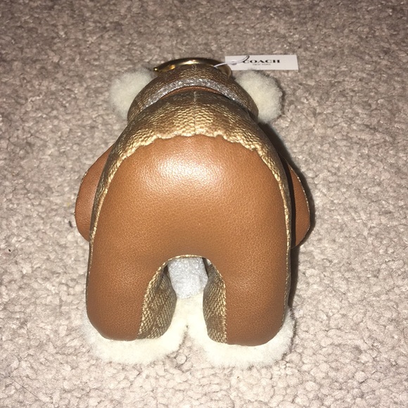 Coach New York Signature Teddy Bear Bag Charm Keychain FOB new tan F77676 - Picture 6 of 9